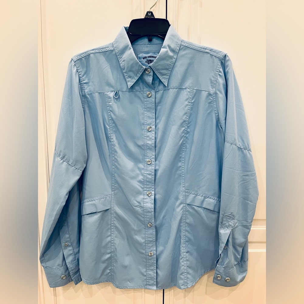 REEL LEGENDS Women’s Solid Mariner Long Sleeve Top. UPF 50+. Size M.